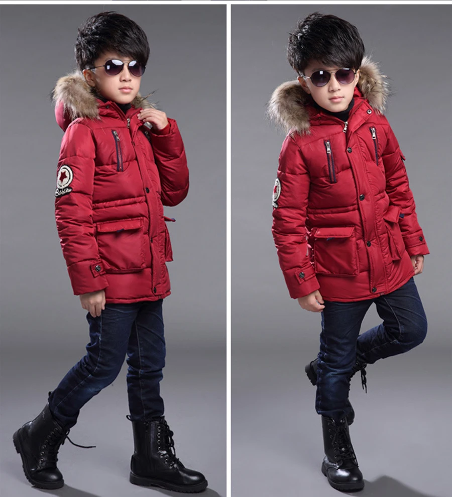Новинка года, осенняя модная Рождественская верхняя одежда зимнее хлопковое пальто с красной звездой для мальчиков детская куртка с большим карманом
