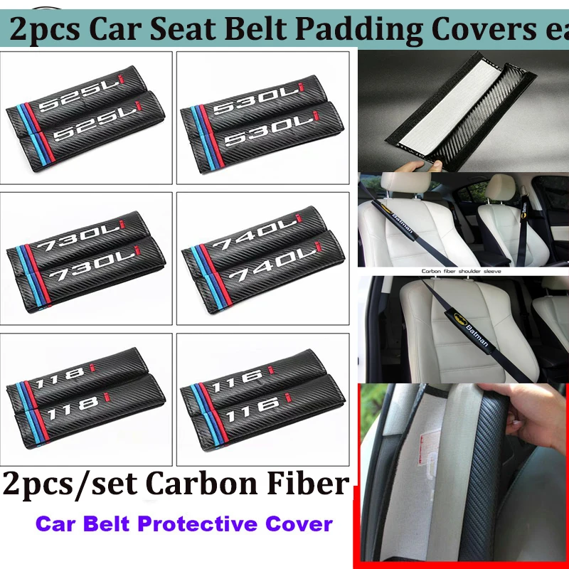 

2PCS/Set For BMW Car Seat Belts For 525li 530li 730li 740li 116i 118i logo Car Seat Belts Padding Cover accessories Belt cover