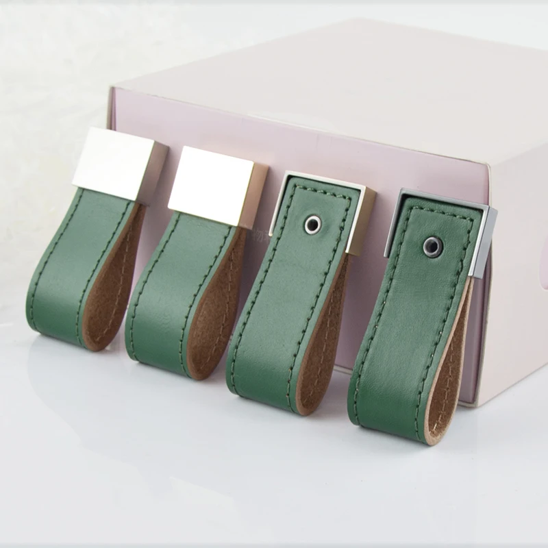 Soft green Leather furniture handle leather cabinet drawer Pull handles knobs for dresser | Обустройство дома