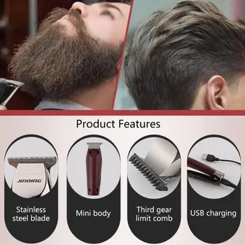 

Electric Hair Clipper Oil Head Engraving Shaver USB Trimmer with 3 Limit Combs 19QE