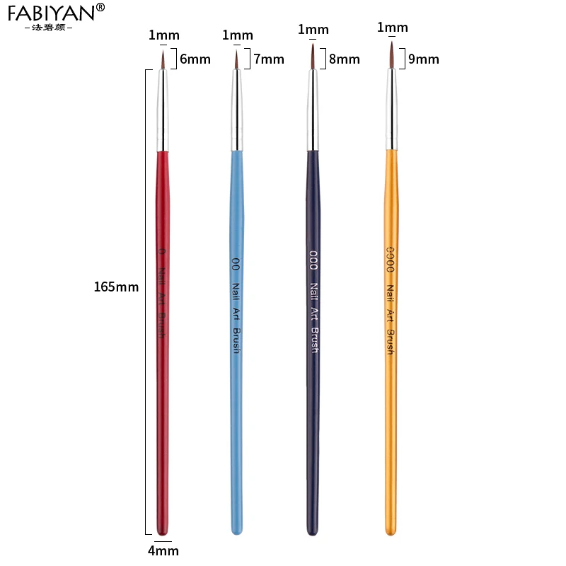 4Pcs Colorful Набор для маникюра, рисования, рисования, раскрашивания, подводка, ручка, кисть, сделай сам, дизайн, советы, гель, инструмент, вентилятор, градиент, акриловый, строитель, резьба, маникюрный набор - Цвет: 4Pcs Colorful