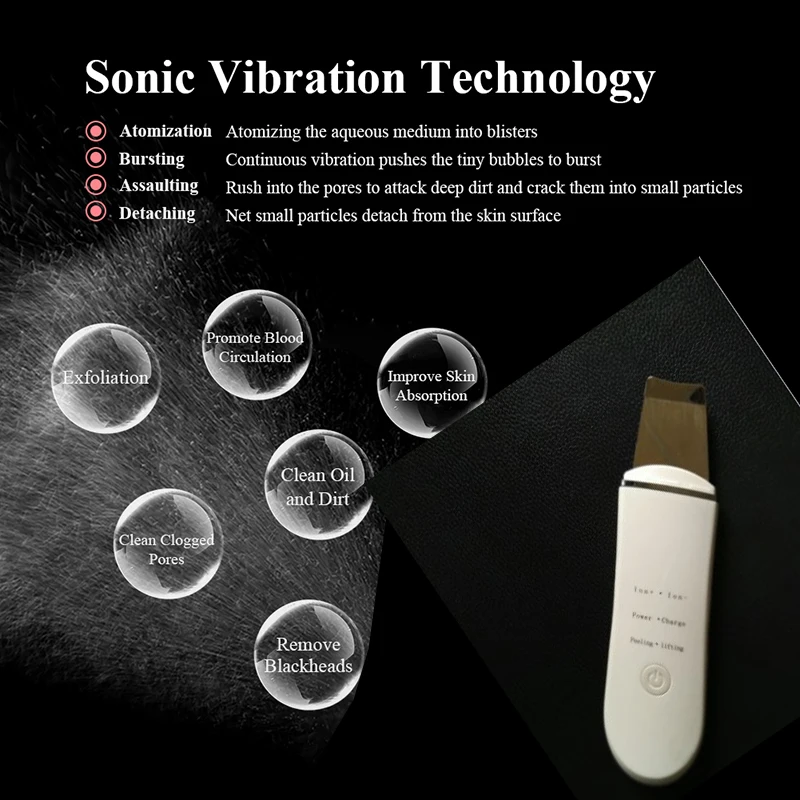 

Skin Scrubber Ultrasonic Ion Cleansing EMS Pulse Stimulation Facial Pore Cleaner Peeling Shovel High Frequency Vibration