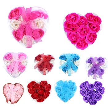 

9Pcs Scented Rose Flower Petal Bath Body Soap Wedding Party Gift(Red+White)