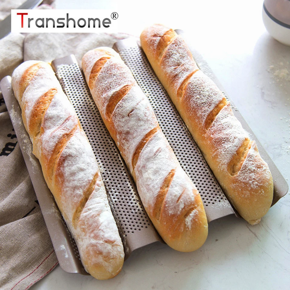 Transhome 3 slot антипригарная форма для выпечки французского хлеба багет волнистый
