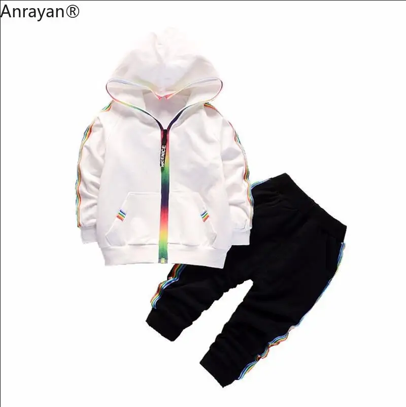 

2019 New Spring Baby Casual Boys Girls Cotton Hooded Jacket Pants SPORT SUIT Kids Fashion Suit Infant Clothing Toddler Tracksuit