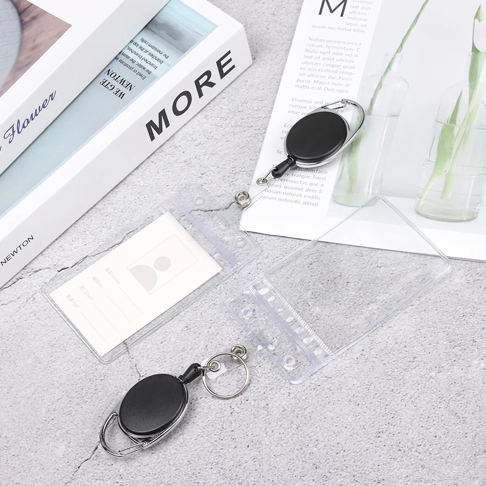 1Pcs Hot Women Male Credit Visit Bus Credit Card Case Retractable Badge Holders with Reel Clip and Clear ID Card Holder Dropship