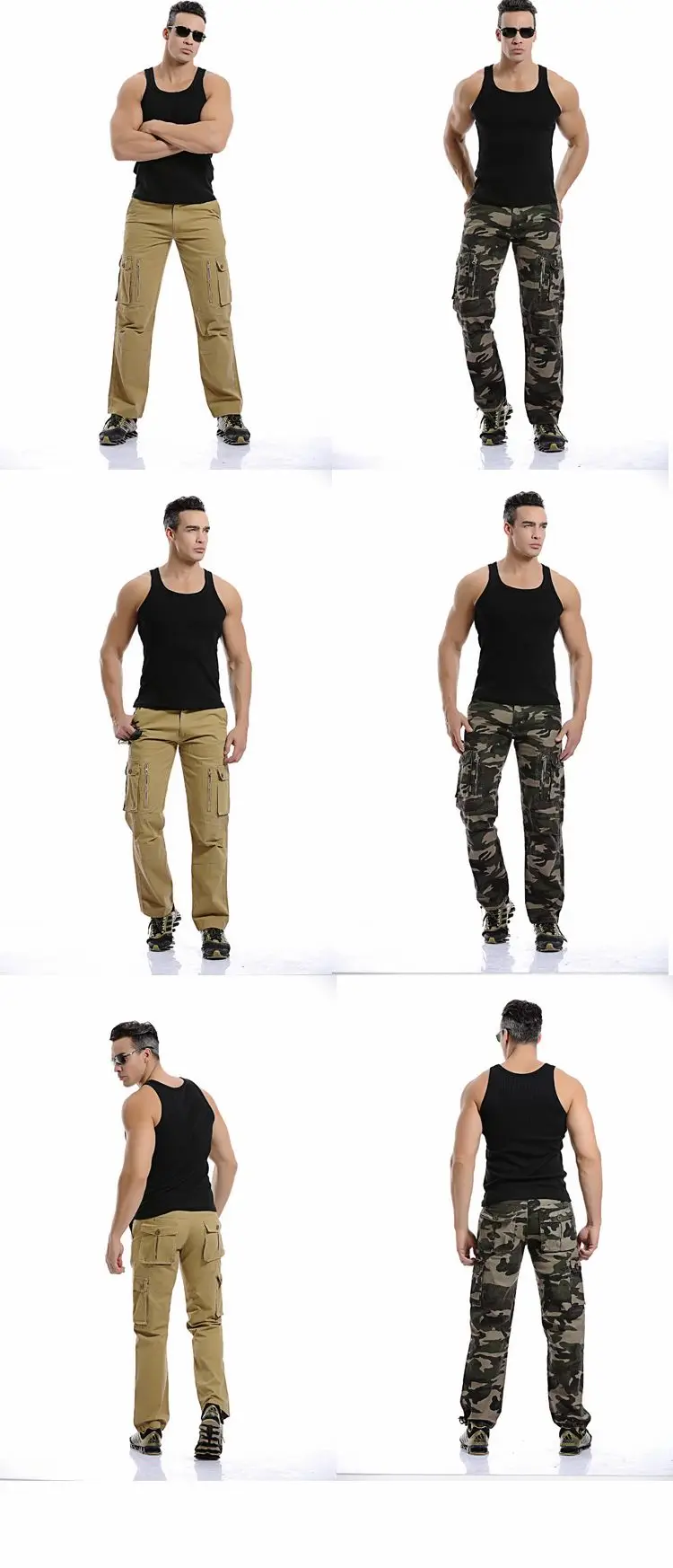 Песочные камуфляжные брюки, военные тактические брюки, мужские мешковатые комбинезоны с несколькими карманами, мужские хлопковые брюки карго для мужчин, размер 28-40