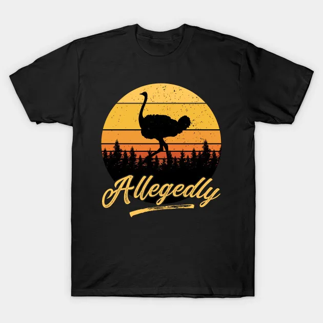 

Funny Allegedly Ostrich Retro Sunse Men's T Shirt