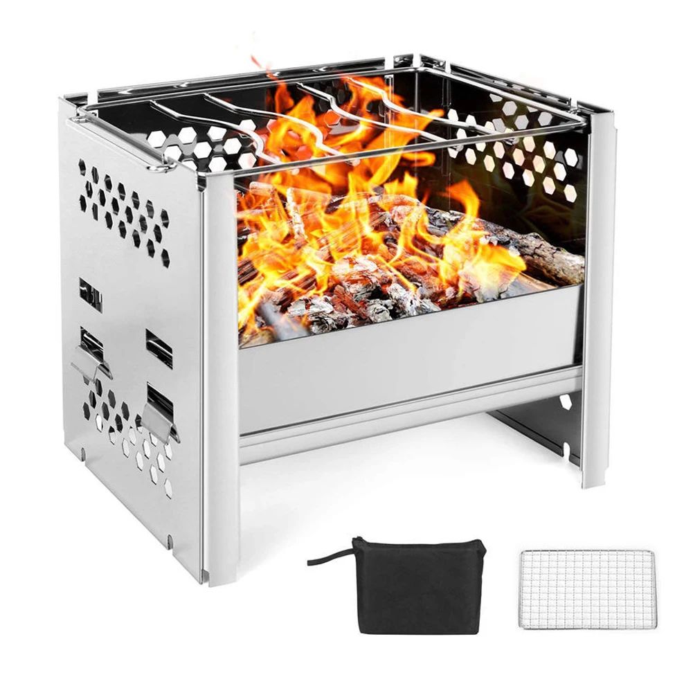 Mini Outdoor Firewood Stoves Folding Grill Camping Cooking Device
