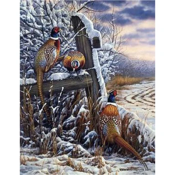 

Diy diamond painting kit 5D pheasant diamond painting cross stitch Snow scene handmake embroidery beadwork mosaic decor