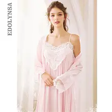 Коллекция года, винтажный банный халат для женщин размера плюс, осенняя Ночная одежда для женщин, домашняя одежда, халат, комплект в стиле принцессы, пеньюар, комплекты T522