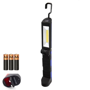 

Battery-Operated LED Work Light 3 Lighting Modes, Foldable COB Flashlight with Powerful Magnetic Back, Powered by 3*AA Batteries