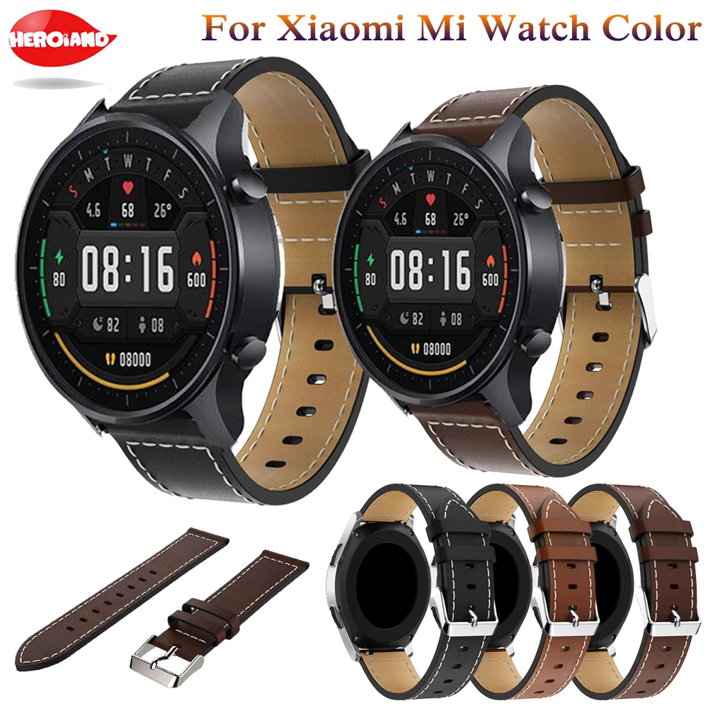 

Ремешок из натуральной кожи для Xiaomi, цветной браслет для смарт-часов, 22 мм