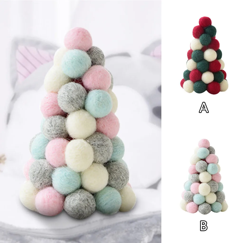Wool Mini Christmas Tree Decoration for home Desktop Christmas Decoration Tree with balls high quality2019#4