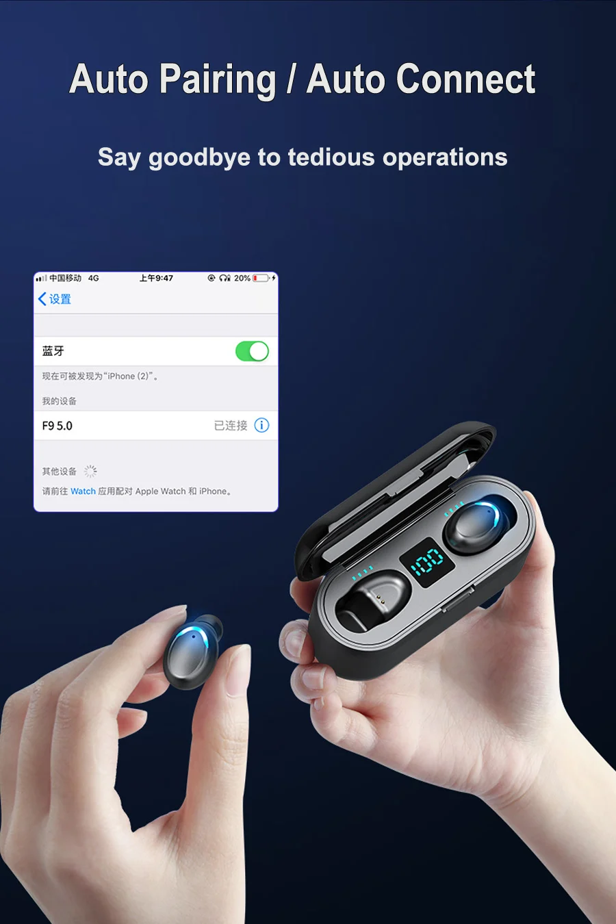 Tws Business Earbuds F9 5C Bluetooth Earphones Waterproof Earphones Active Noise Cancellation for Xiaomi Huawei Iphone