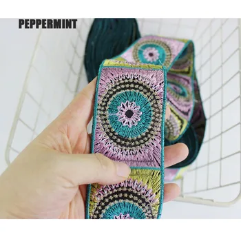 

1yard 5.2cm Ethnic Embroidered Lace Fabric Trim Ribbons DIY For Decoration Handcraft Apparel Sewing Headwear