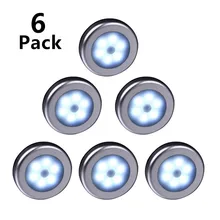 6PCS Night Light 6LED Bead Sensor PIR Infrared Motion LED Bulb Auto On and Off Closet Battery Power For Wall Lamp Cabinet Stairs
