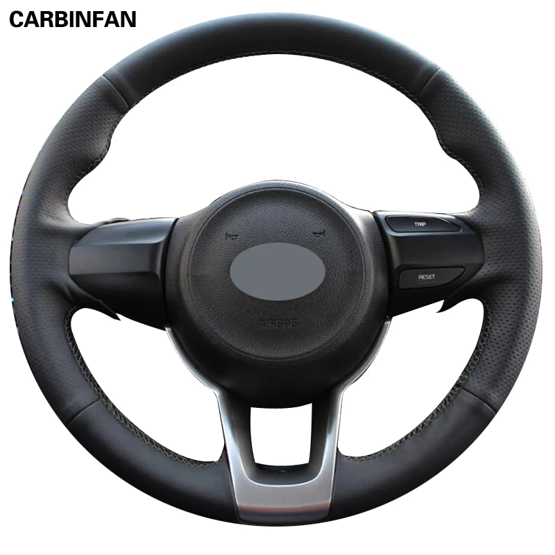 Black Leather Handstitched Car Steering Wheel Cover For Kia Rio K2 Picanto 2017 Morning 2017