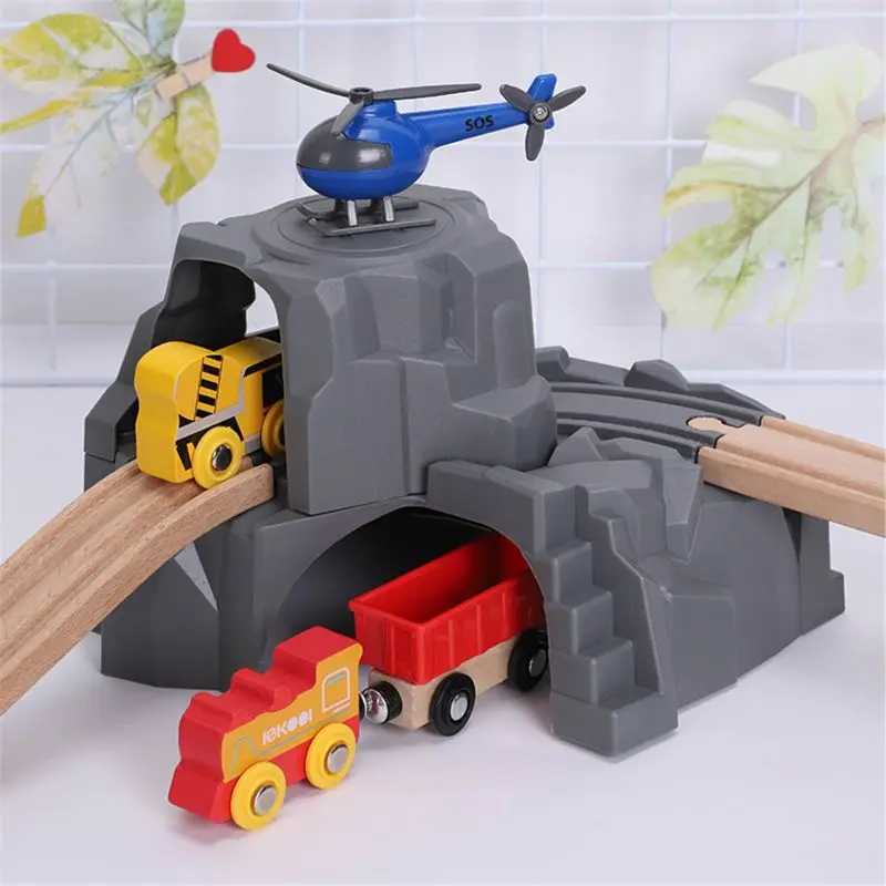 

Plastic Grey Double Tunnel Wooden Train Track Accessories For Tunnel Track Train baby toys