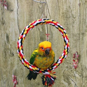 

Bird Perch Toy Round Cotton Rope Chewing Bar Parrot Swing Climbing Standing Toys With Bird Supplies