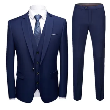 

2020 Spring New Men's Groom Suit Three-piece Korean Slim Casual Work Suits Business Men's Wear Men Royal Dress Suit