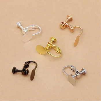 

10pcs/lot Screw Ear Clip Earring Settings 8mm Cabochon Base Blank Bezel Fit DIY Ear Jewelry Making