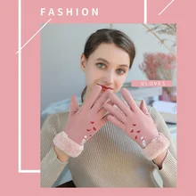 Модные женские зимние перчатки, ветрозащитные теплые перчатки, Классические бархатные замшевые женские перчатки