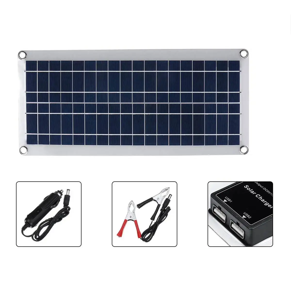 50W 18V 12V Панели Солнечные DC USB Выход солнечных батарей поли солнечные + 10/20 Вт 30 50A