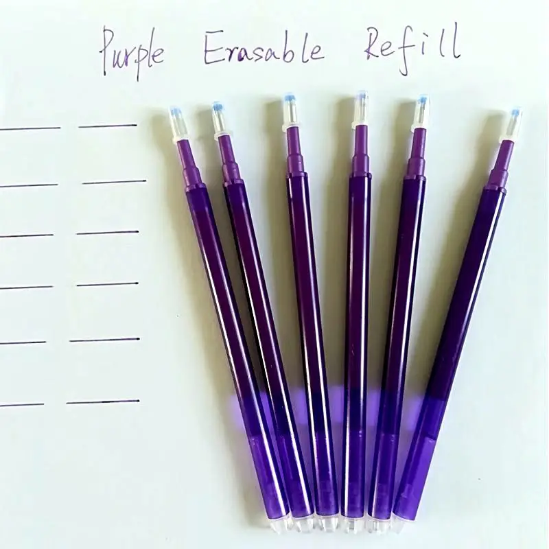 6 PCS PURPLE Волшебная стираемая ручка, заправка синими чернилами, 0,7 мм, фрикционная ручка, запасная ручка для школы, офиса, канцелярские принадлежности, студенческие канцелярские ручки - Цвет: 6 PCS PURPLE