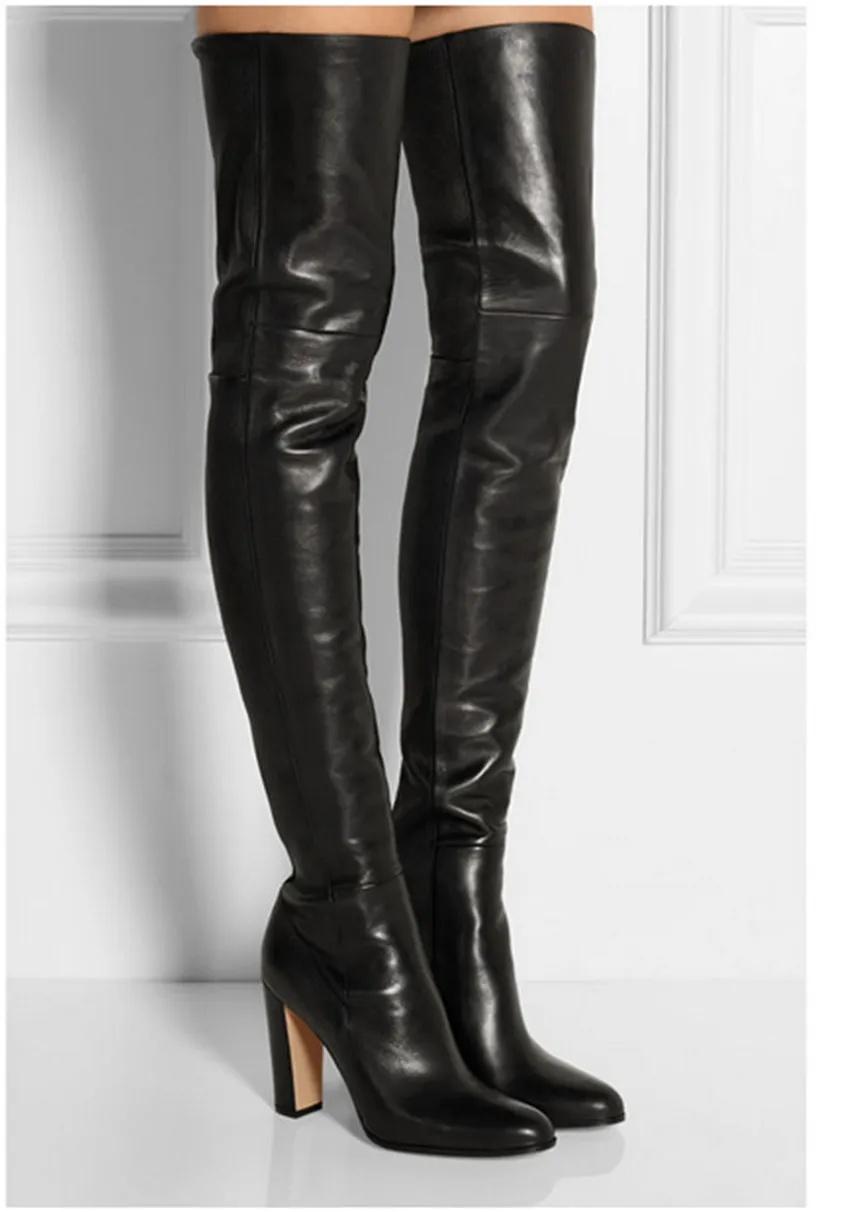 

Fashion Black Women Pointed Toe over the knee boots Ladies Autumn winter High heels boots Sexy thigh high boots Long botas mujer