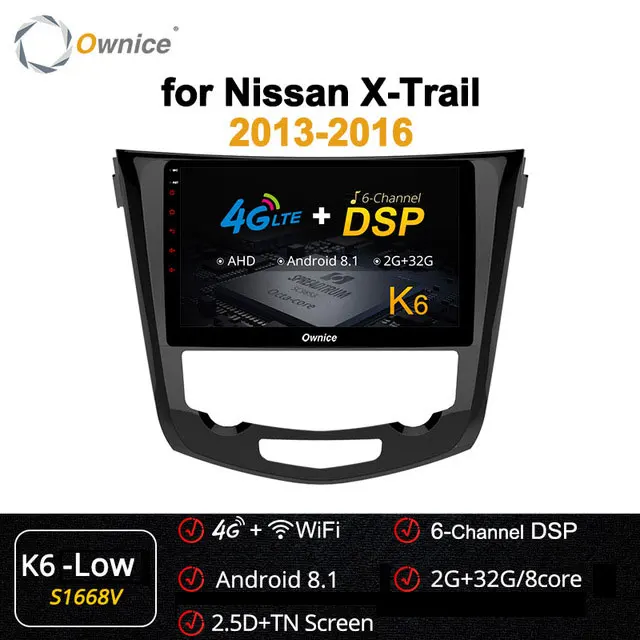 Ownice carplay 10,1 ''Восьмиядерный Android 9,0, 4 ГБ, 64 ГБ, автомобильный радиоприемник gps Navi зарядное устройство для автомобиля с стерео для Nissan X-Trail 2013 - Цвет: S1668 K6-Low