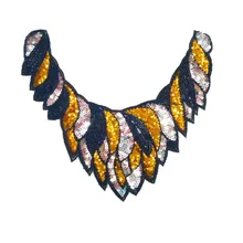 Аксессуары для одежды модное вышитое Блестящим Бисером круглая горловина нашивка на одежду многоцветная одежда горячего расплава воротник цветок мягкий