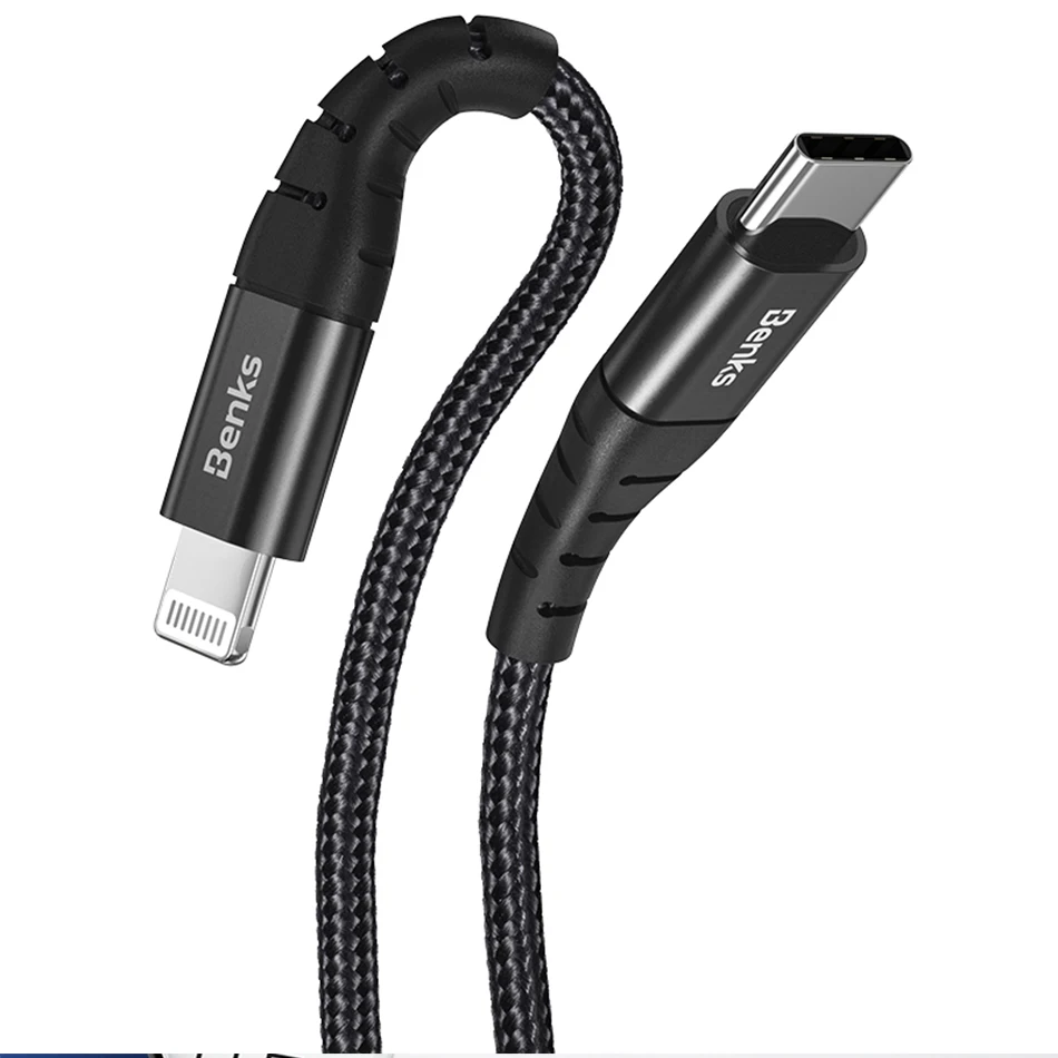 Benks M11 MFi PD Fast Charging Cable For iPhone XS 11 Pro MAX X XR 8 Plus Nylon Phone Cable Type USB C to Lightning Charger Cord