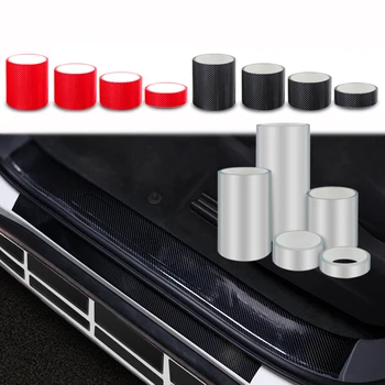

5D Carbon Black/Red Car Sticker Nano Glue Transparent Film Door Edge Protective Car Trunk Door Sill Full Body Sticker Accessory