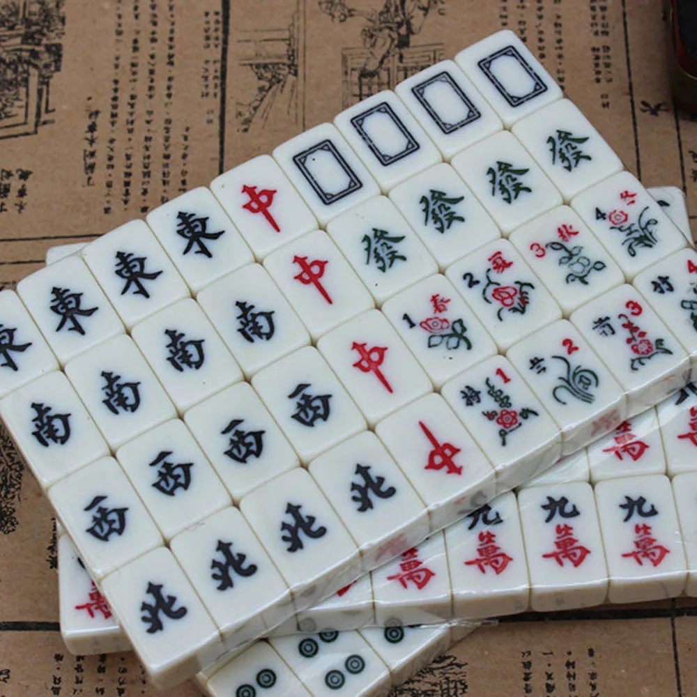  Antique Mahjong Box Mini Mahjong High Quality Party Game Travel Portable Mahjong Chinese Toys with 