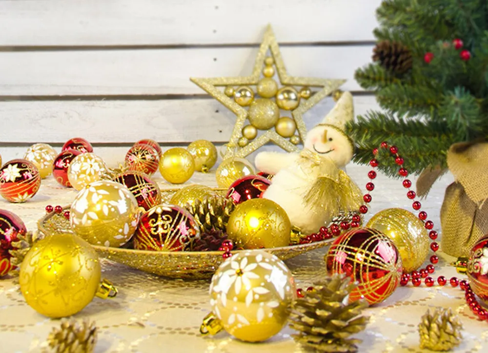 Christmas Colors Shatterproof Ball Ornaments Decoration,Themed with Tree Skirt Z831
