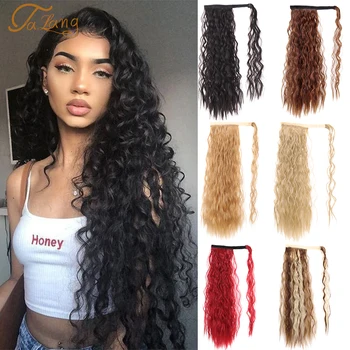 

TALANG 24” Water Wave Clip In Ponytail Hair Extension Long Corn Wave Wrap Around Pony Tail Hairpiece For Women