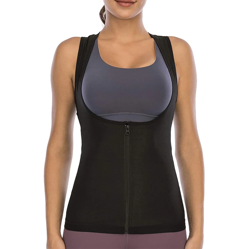 target shapewear Women Sauna Sweat Vest Hot Polymer Corset Waist Trainer Sauna Suit Tank Top Zipper Weight Loss Body Shaper Thermo Workout Shirt best shapewear