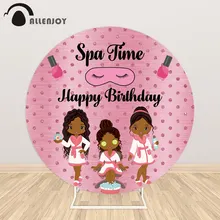 

Allenjoy Spa Party Round Background Circle Backdrops Covers Birthday Bridal Shower Girls Bathrobe Makeup Wallpaper Photo Booth