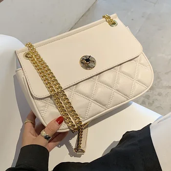 

Lattice Square Crossbody bag 2020 Fashion New High-quality PU Leather Women's Designer Handbag Chain Shoulder Messenger Bag