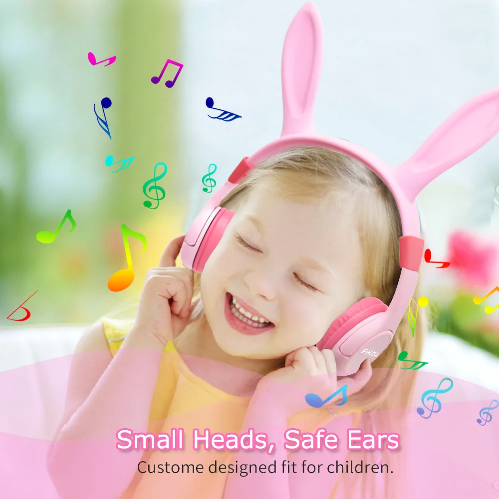 Kids Headphones Cute Rabbit Headset Headphones With MIC 81 85dB Child Safe Volume Headset For Smartphone Support Share