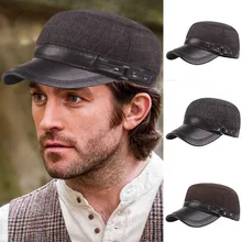 Новые шапки модные зимние мужские кожаные повседневные британские стильные головные уборы утолщенная шляпа среднего возраста высокого качества тропический шлем от солнца шапка женска