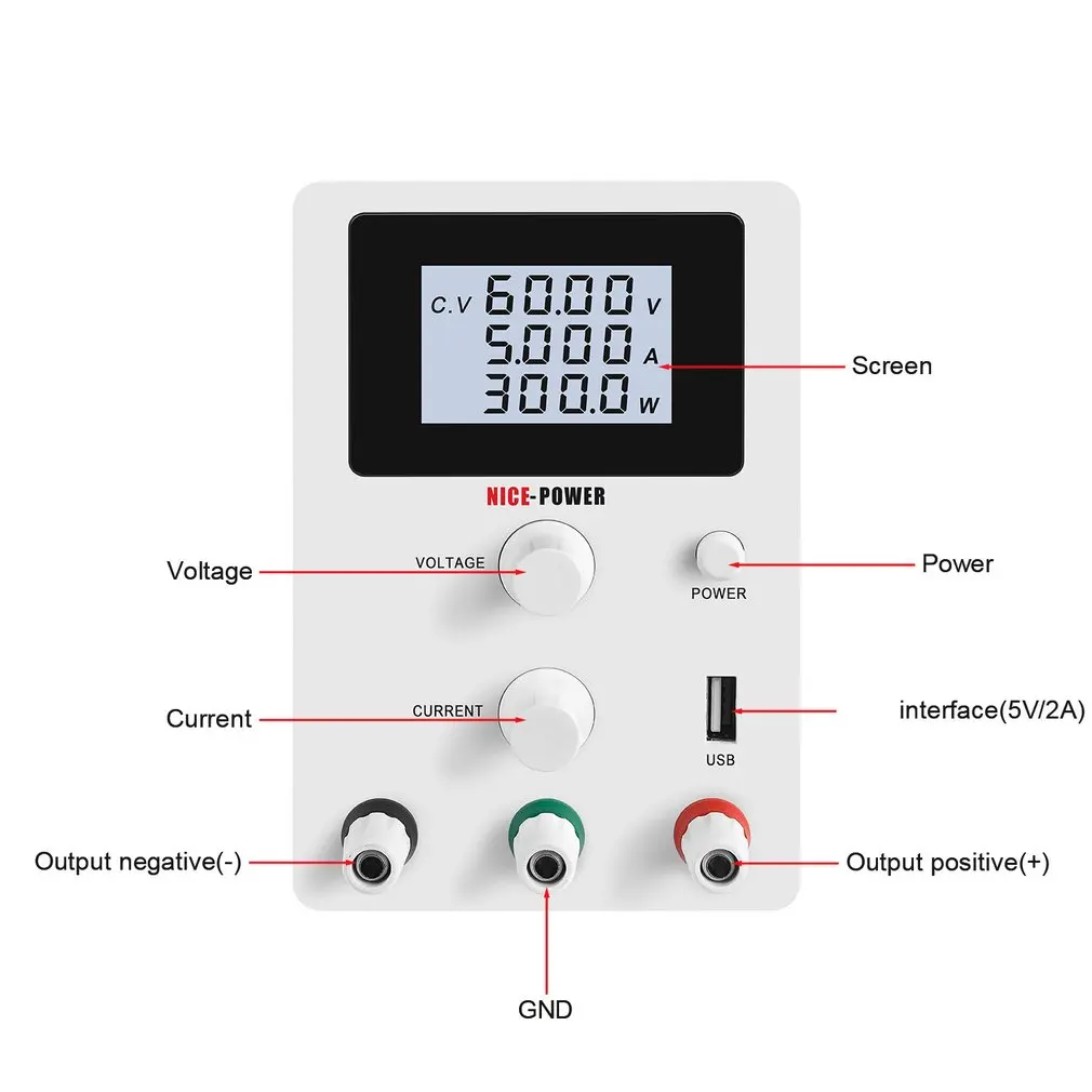 Usb Dc Laboratory 60V 5A Регулируемый лабораторный источник питания регулируемый