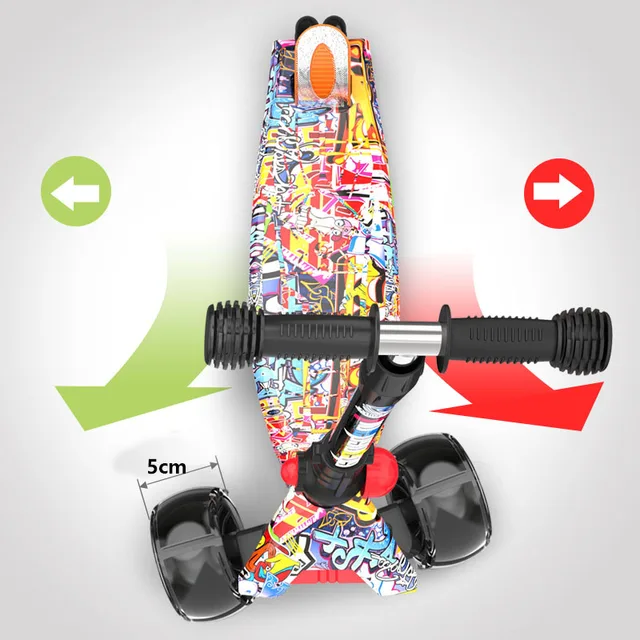 Baby Shining Children Scooter Foldable Adjustable Height Easy Turning 3 Wheel Scooter Kids Boys Girls Flashing Wheels 5