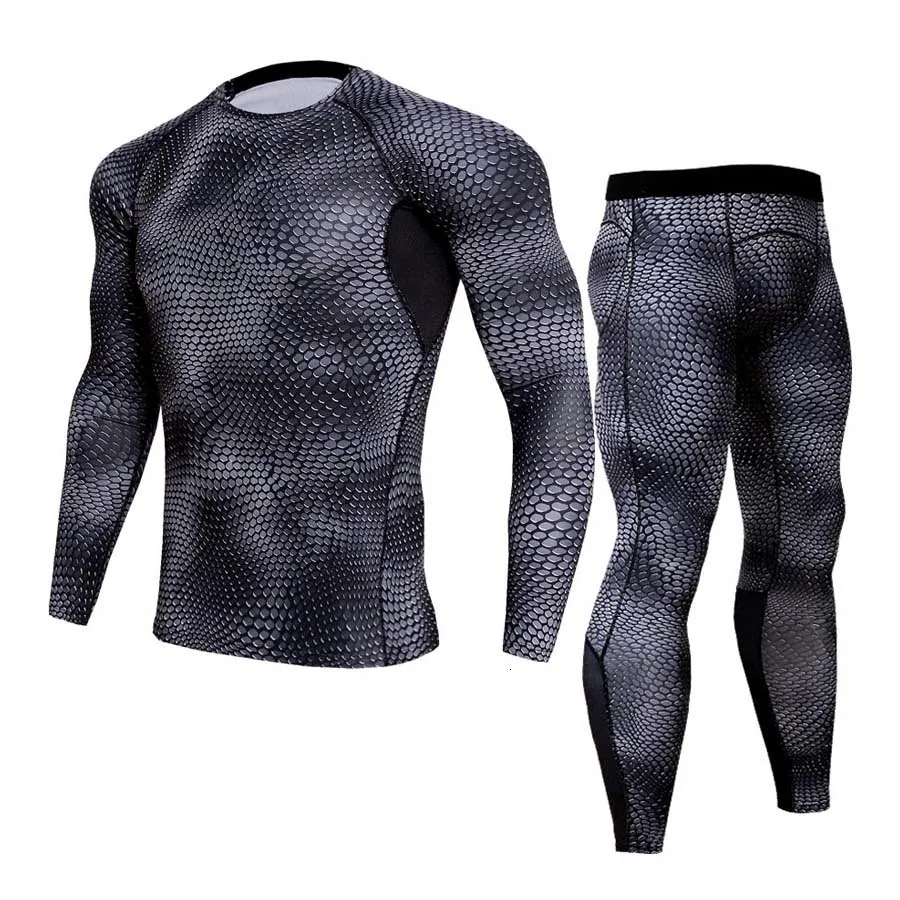 2-piece set Полный мужской спортивный костюм, спортивные костюмы, компрессионное белье для бега Rashgard, Мужская футболка, Гимнастические Колготки, леггинсы, Fitness1-3Kit, спортивный костюм - Цвет: 2-piece set
