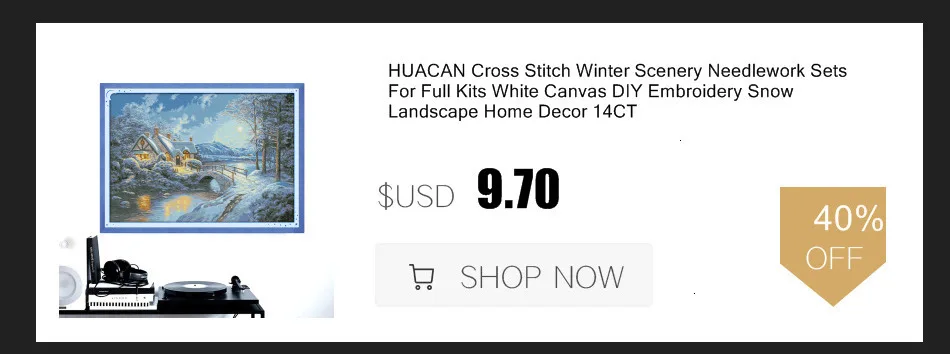 HUACAN Cross Stitch Needlework Sets For Full Embroidery Kits Tree And Bird Animals White Canvas 14CT DIY Home Decor 40x50cm