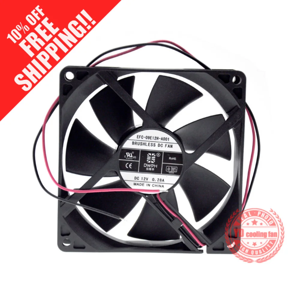 

Новый DONGWEIFENG DWPH EFC-09E12H-A001 A002 9025 12V 9CM 0.28A большой объем воздуха тихий охлаждающий вентилятор