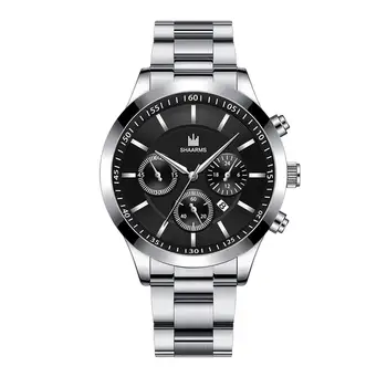 

SHAARMS men business watches fashion stainless steel quartz wristwatch male sports watches date clock reloj hombre