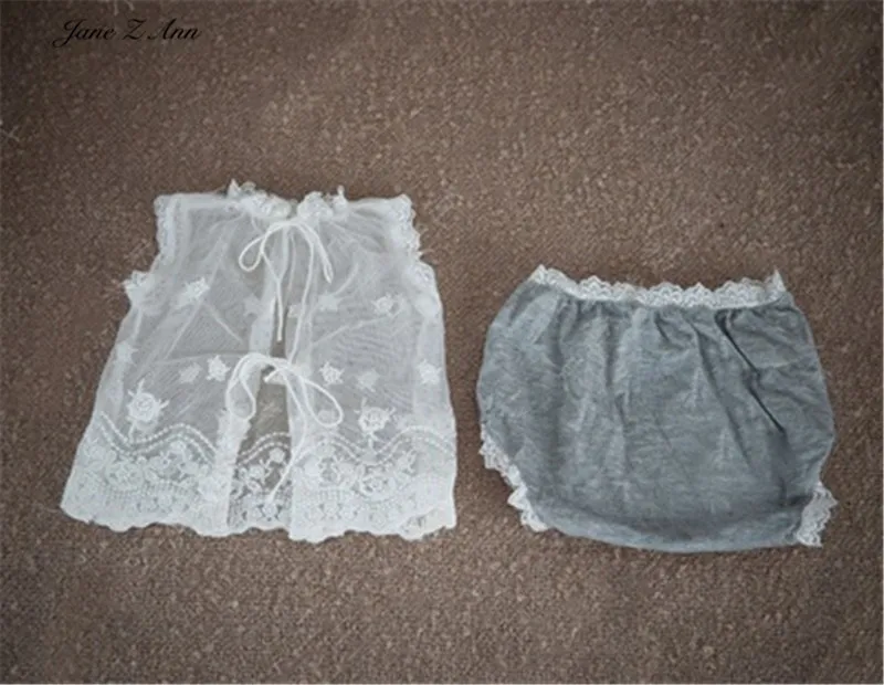 white gray Jane Z Ann/кружевная юбка для фотосъемки новорожденных; одежда в западном стиле; Европейский стиль; жилет; брюки; шляпа; одежда; реквизит - Цвет: white gray