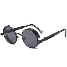 Classic Gothic Steampunk Style Round Sunglasses Men Women Brand Designer Retro Round Metal Frame Colorful Lens Sun Glasses